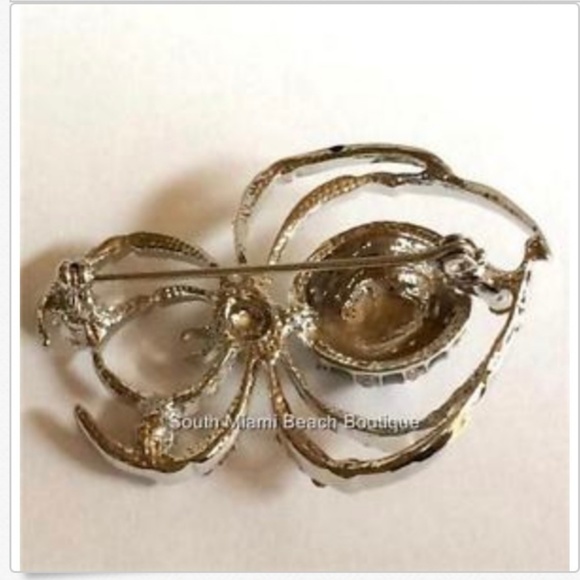 Crystal Spider Brooch Pin Insect Silver Plated Bug Black Halloween Costume Goth - Picture 6 of 8